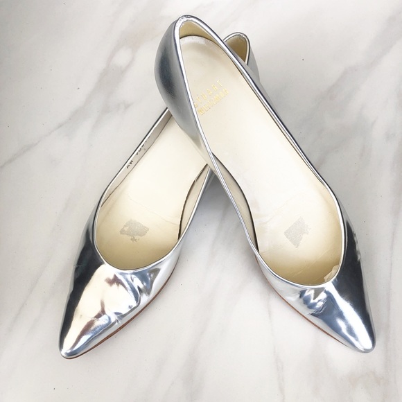 Stuart Weitzman Shoes - Stuart Weitzman Metallic Silver Flats sz 7.5